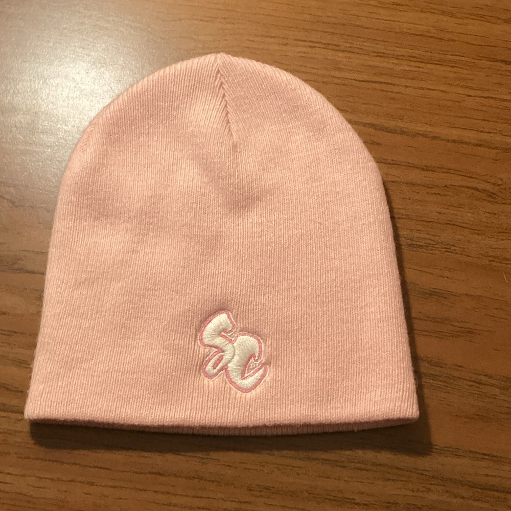 Soft Pink Kids Beanie with Embroidered Logo